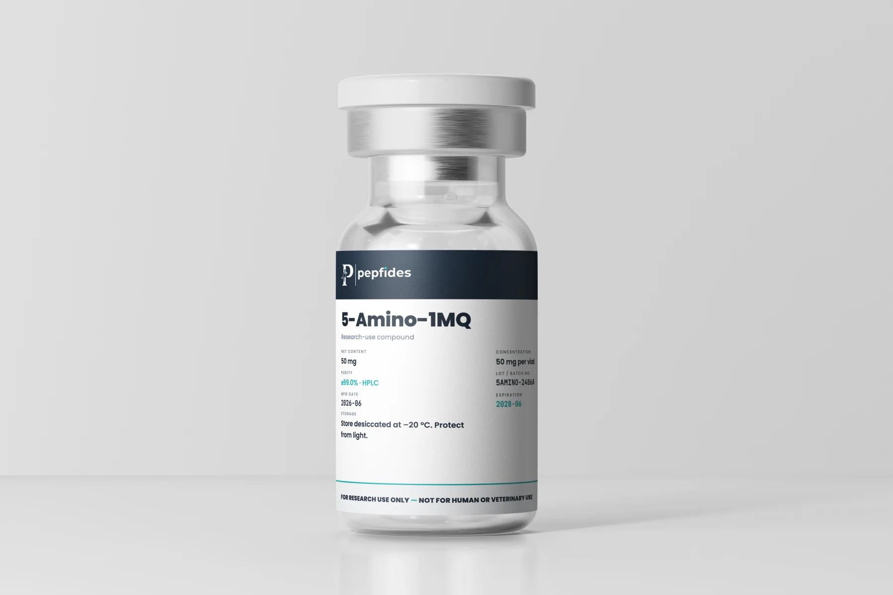 Pepfides vial with label data and purity verification
